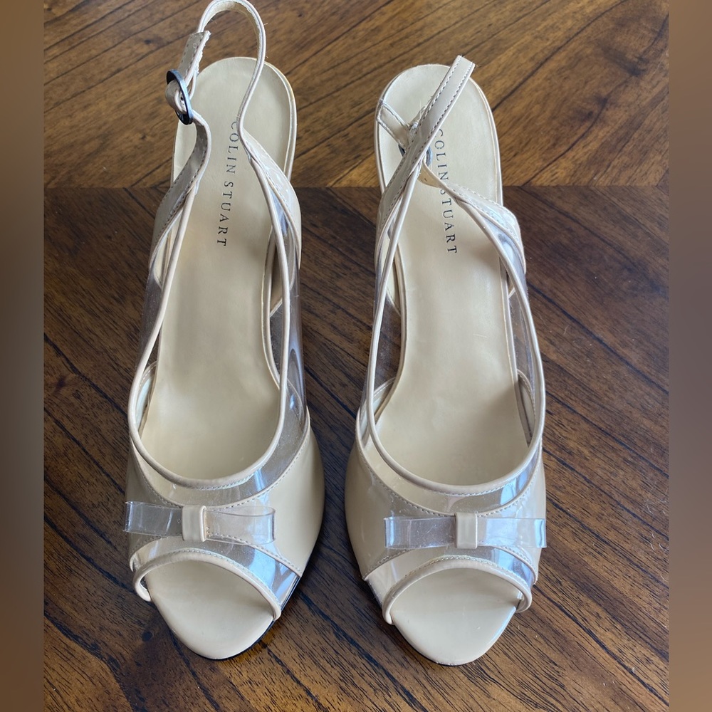 Colin Stuart peep toe heel w/ clear see through panels